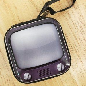 Retro B & W TV Television Earbud Earphone Case Coin Purse NWT